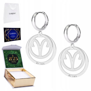 Kolczyki srebrne + NADRUK Znak Zodiaku Baran 925