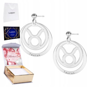 Kolczyki srebrne + NADRUK Znak Zodiaku Byk 925