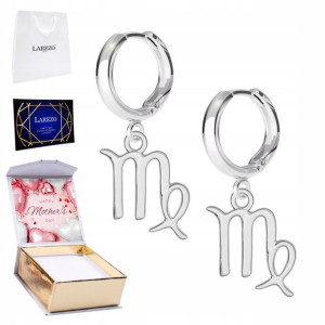 Kolczyki srebrne + NADRUK Znak Zodiaku Panna 925