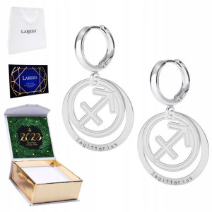 Kolczyki srebrne + NADRUK Znak Zodiaku Strzelec