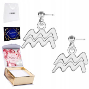 Kolczyki srebrne + NADRUK Znak Zodiaku Wodnik 925