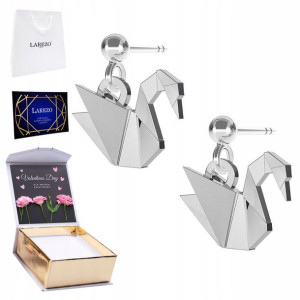 Kolczyki srebrne + NADRUK Łabędź Origami Łabędzie