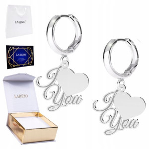 Kolczyki srebrne I Love You Serce 925