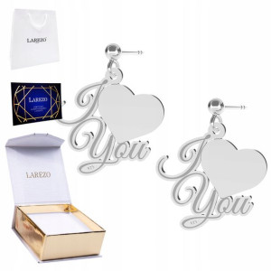 Kolczyki srebrne I Love You Serce 925