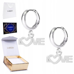 Kolczyki srebrne Love Kocham Cię 925