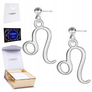 Kolczyki srebrne Znak Zodiaku Lew 925