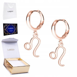 Kolczyki Znak Zodiaku Lew różowe złoto 925