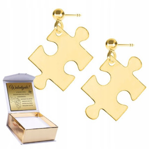 Kolczyki złote + GRAWER Puzzel Puzzle 925