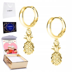 Kolczyki złote + NADRUK Owoc Ananas 925