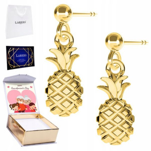 Kolczyki złote + NADRUK Owoc Ananas 925