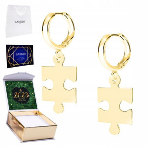 Kolczyki złote + NADRUK Puzzel 925