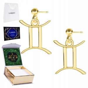 Kolczyki złote + NADRUK Znak Zodiaku Bliźnięta 925