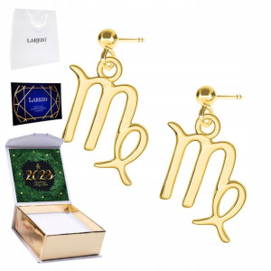 Kolczyki złote + NADRUK Znak Zodiaku Panna 925