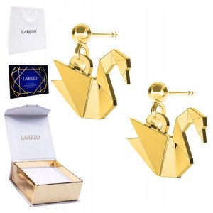 Kolczyki złote Łabędź Origami Łabędzie 925