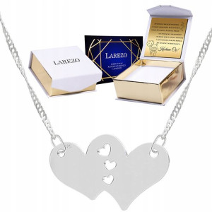 Naszyjnik srebrny + GRAWER 925 Dwa Serca Hearts