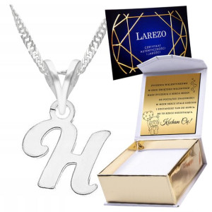 Naszyjnik srebrny + GRAWER 925 Literka H Letter