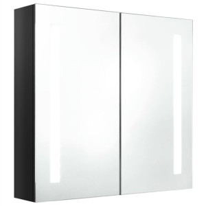 Szafka łazienkowa z lustrem i LED, czerń z połyskiem 62x14x60cm