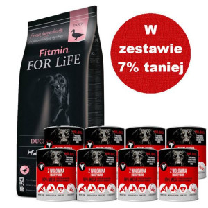 FITMIN For Life Duck & Rice 14kg + Mr.BIG kawałki w sosie z wołowiną 8x800g