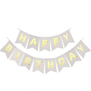 Girlanda Urodzinowa Happy Birthday Srebrna