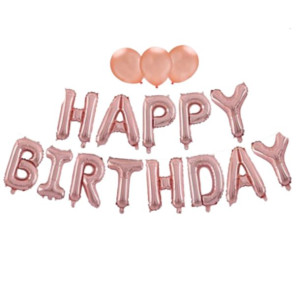 Zestaw balonów Happy Birthday róż biel 42 szt.