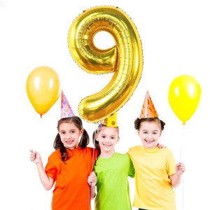 Balon Foliowy Cyfra 9 Złoty 80cm