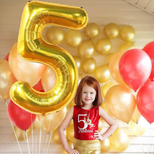 Balon Foliowy Cyfra 5 Złoty 40cm