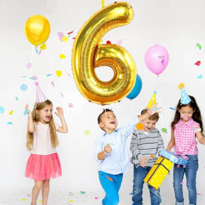 Balon Foliowy Cyfra 6 Złoty 40cm