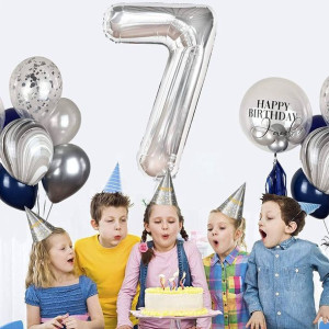 Balon Foliowy Cyfra 7 Srebrny 40cm