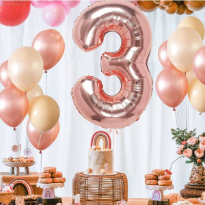 Balon Foliowy Cyfra 3 Rose 80cm