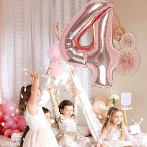 Balon Foliowy Cyfra 4 Rose 80cm