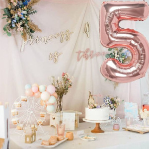 Balon Foliowy Cyfra 5 Rose 80cm
