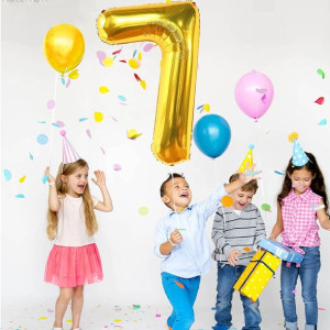Balon Foliowy Cyfra 7 Złoty 100cm