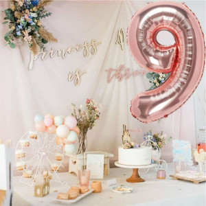 Balon Foliowy Cyfra 9 Rose 100cm