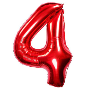 Balon Foliowy Cyfra 4 Czerwony 45cm