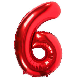 Balon Foliowy Cyfra 6 Czerwony 80 cm