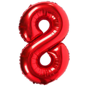 Balon Foliowy Cyfra 8 Czerwony 80cm