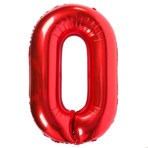 Balon Foliowy Cyfra 0 Czerwony 100cm