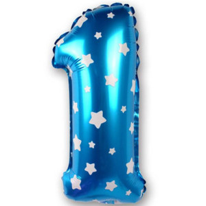 Balon Foliowy Cyfra 1 Niebieski w gwiazdki 80cm