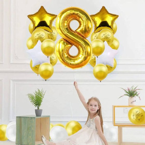 Balon Foliowy Cyfra 8 Złoty 80cm