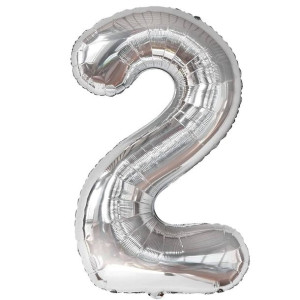 Balon Foliowy Cyfra 2 Srebrny 80cm