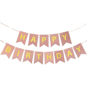 Girlanda Urodzinowa Happy Birtday Różowa Błyszcząca
