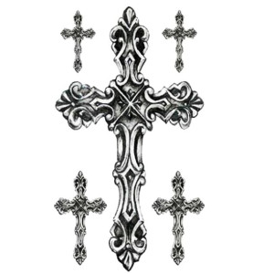 Duży tatuaż zmywalny tymczasowy 10cm motyw Krzyż T-065