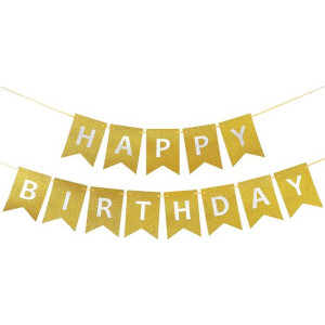 Girlanda Urodzinowa Happy Birtday Złota Błyszcząca
