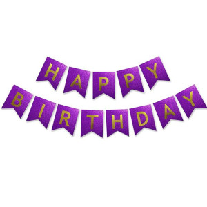 Girlanda Urodzinowa Happy Birtday Fioletowa Błyszcząca