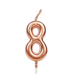 Świeczka Urodzinowa na Tort Cyfra 8 Rose Gold