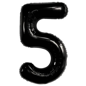 Balon Foliowy Cyfra 5 Czarny 40cm
