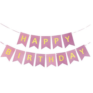 Girlanda Urodzinowa Happy Birtday Fioletowa Błyszcząca