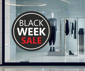 Naklejka na witrynę BLACK WEEK Sale 45cm BF008