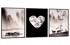 OBRAZ, PLAKATY W RAMIE 53x73cm Tryptyk Chiny P549