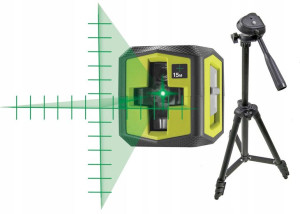 Ryobi Laser Krzyżowy Poziomica Zielony 10m +statyw